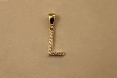 Prívesok- písmeno L- číre zirkóny- žlté zlato- 14 karátov