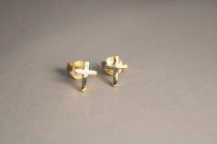 Zlaté náušnice v tvare krížika, puzetky, žlté zlato, 0,66 g, 14K 585/1000