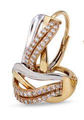 Náušnice-číre zirkóny- patent-viacfarebné zlato-14k