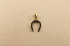 Prívesok- podkova- čierne zirkóny- žlté zlato- 14 karátov