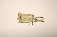 Prívesok- písmeno F na pergamene- žlté zlato- 14 karátov