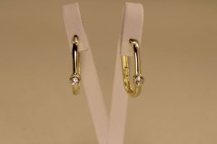 Náušnice- oválny tvar-zirkón-zacvakávacie-pozlátené striebro