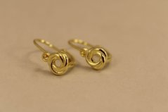 Náušnice- lesklé uzlíky- brizúra- pozlátené striebro