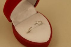 Prsteň - otvorený - kríž - rhodium - striebro