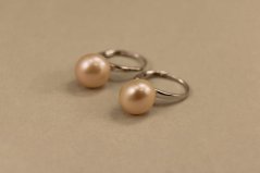 Náušnice- broskyňovo-rúžové perly- patent- rhódiované striebro