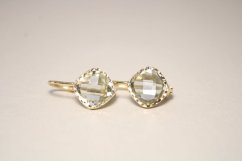 Náušnice-zelený drahokamom Ametyst-žlté zlatopatent-14 karátov