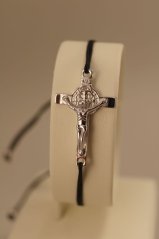 Náramok - kríž - svätý Benedikt - rhodium - striebro