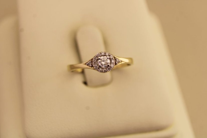 Prsteň- brilianty-H/Si2- viacfarebné zlato- 14 karátov