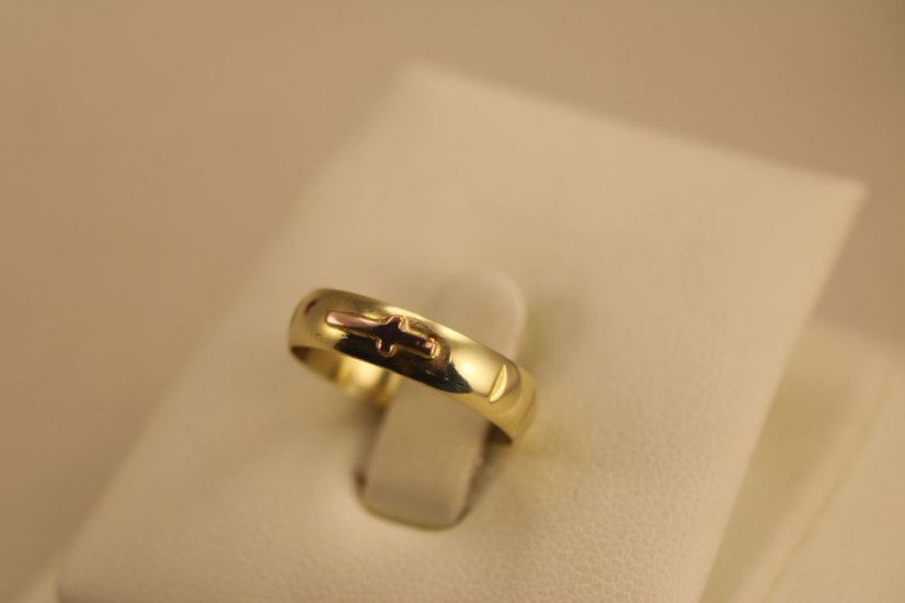 Prsteň- ruženec s krížikom- kombinované zlato- 14 karátov