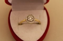 Zlatý prsteň - Okrúhle Brilianty - Žlté zlato - 14k