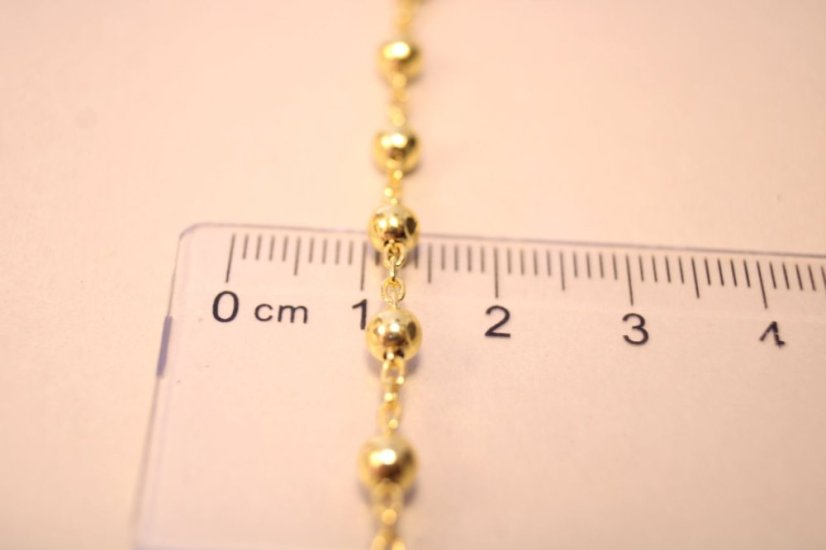 Náramok ruženec s výraznými hladkými guľôčkami z pozláteného striebra, 18,5cm, 3,27g, 925/1000 - Materiál: Pozlátené striebro, Dĺžka náramku (cm): 18,5, Váha (g): 3,27, Rýdzosť: STRIEBRO 925/1000