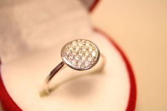 Prsteň-číre zirkóny- biele zlato- 14 karátov