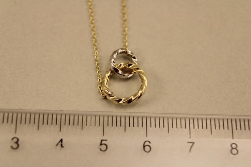 Celebritka- Anker- dva točené kruhy- číry zirkón- žlté zlato- 14 karátov