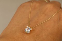 Celebritka-Modrý zirkón-Číre zirkóny-Anker brúsený-Žlté zlato-14k