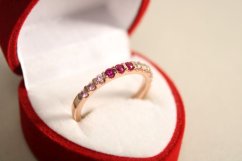 Pozlátený strieborný prsteň Rose Gold s farebnými zirkónikmi, veľkosť 54, 1,99g, 925/1000