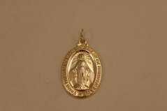Prívesok- medailón- Panna Mária - žlté zlato - 14 karátov