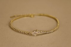 Náramok-číre zirkony-pozlátené striebro