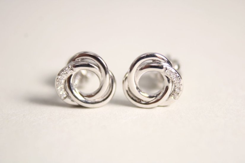 Zlaté náušnice s diamantmi 0,02 ct G-H/Si, biele zlato, šrúbky, 1,45 g, 14K 585/1000