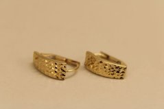 Náušnice- gravírovaný vzor- patent- žlté zlato- 14K