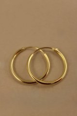 Náušnice- hladké kruhy- pozlátené striebro