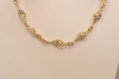 Zlatá retiazka točený vzor, kombinované zlato, 45,5 cm, 9,39 g, 14k 585/1000