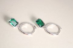 Náušnice -zelené zirkóny-zacvakávacie zapínanie-rhodium-striebro