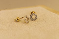 Naušnice -kruhy- diamanty- žlté zlato- napichovačky- žlté zlato