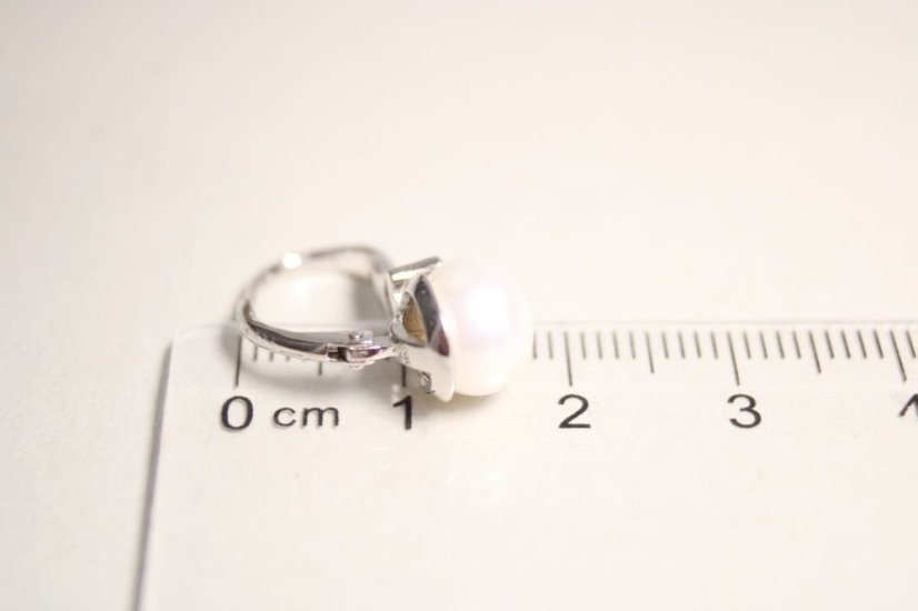 Náušnice -biele perly-číry zirkón-rhodium-patent-striebro