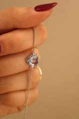 Náramok-prívesok srdiečko-Topás-rhodium-striebro