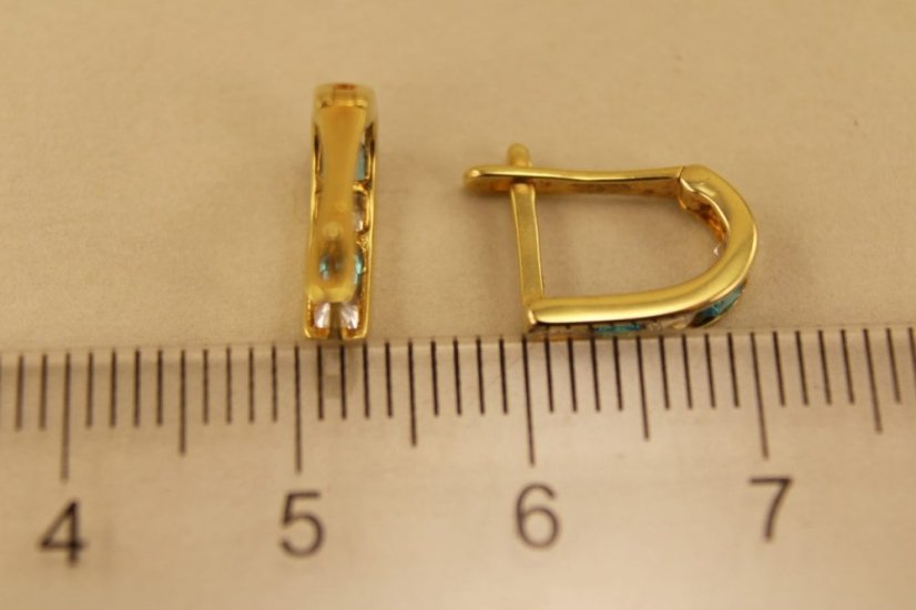 Zlaté dámske náušnice - Francúzke zapínanie - Zirkóny - 14k - Žlté zlato