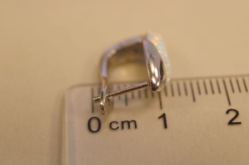 Ródiované strieborné naušnice zdobené bielym opálom, zirkóny, francúzske zapínanie, 2,79g, 925/1000 - Materiál: Rhodiované striebro, Druh kameňa: SYNTETICKÝ OPÁL, Farba kameňa: Biely, Váha (g): 2,79, Rýdzosť: STRIEBRO 925/1000