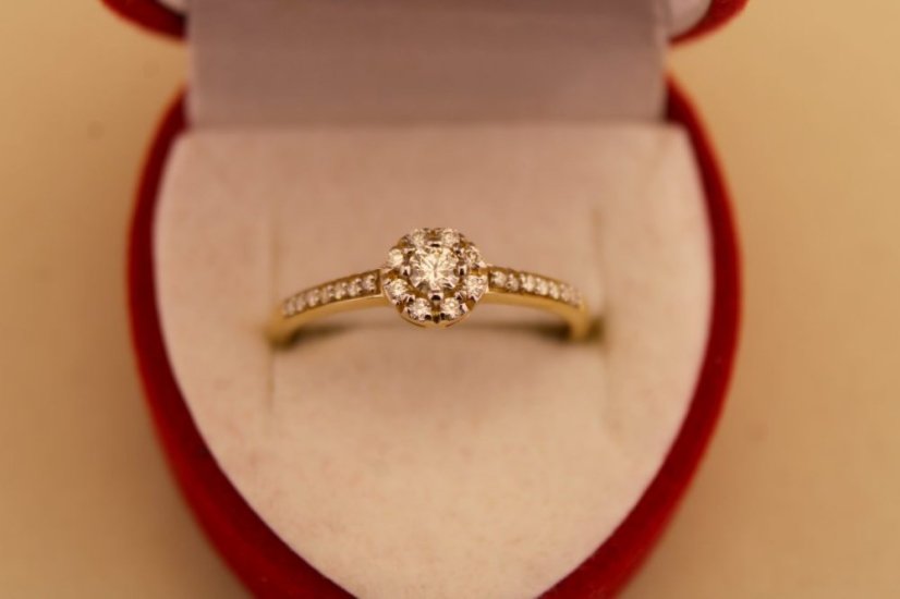 Zlatý prsteň - Briliantový veniec - 14k- Žlté zlato