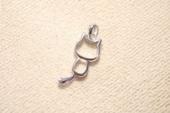 Strieborný prívesok mačka, rhodium, 0,83 g, 925/1000