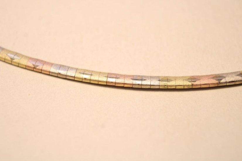 Luxusný zlatý bicolor náhrdelník, viacfarebné zlato, 45 cm, 16,20 g, 14K 585/1000 - Farba zlata: Viacfarebné zlato, Dĺžka retiazky (cm): 45, Váha (g): 16,20, Rýdzosť: 14 karátov 585/1000