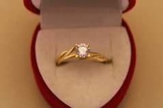 Zlatý prsteň - Soliter - Číry zirkón - Žlté zlato - 14k