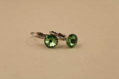 Náušnice- zelené zirkóny- patent- chirurgická oceľ- 316/L