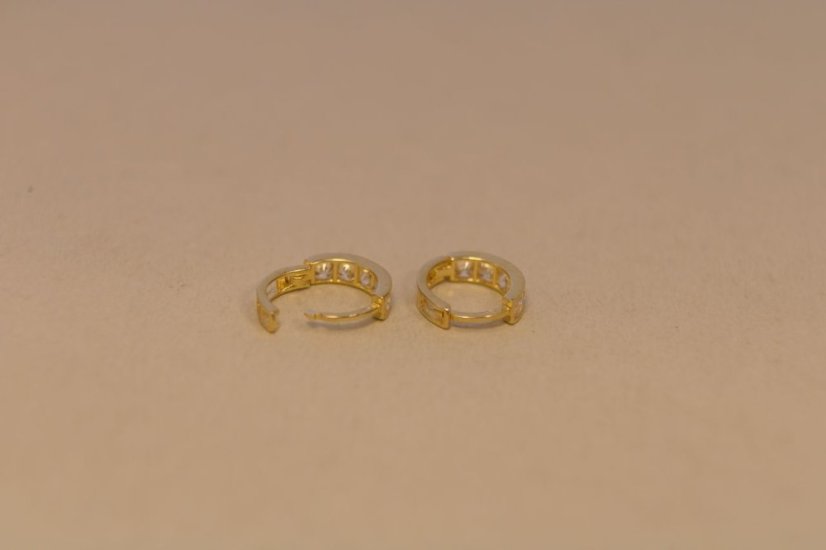 Náušnice-kruhy-číre zirkóny-žlté zlato-14 karátov