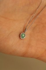 Celebritka - Smaragd - diamanty 0,120 ct - SI/H -biele zlato - 14 karátov