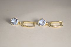 Náušnice -svetlo modré zirkóny-žlté zlato-francúzsky patent-14K