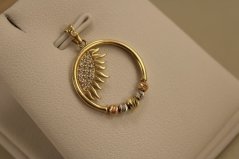 Prívesok- slnko- zirkóny- guličky- viacfarebné zlato- 14 karátov