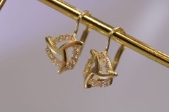 Náušnice-žlté zlato-číre zirkóny-patent-14 karátov