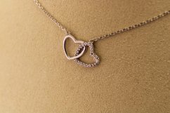 Zlatá celebritka - Dve srdcia - Zirkón - Biele zlato - 14k