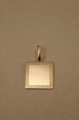 Prívesok- platnička- grécky vzor- žlté zlato- 14 karátov