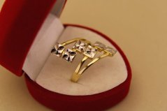 Zlatý prsteň - Štvorce z bieleho zlata - Kombinované zlato - 14k