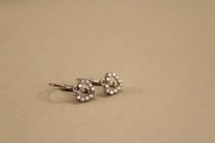 Náušnice - srdiečka - číry zirkón - brizúra - biele zlato - 14K