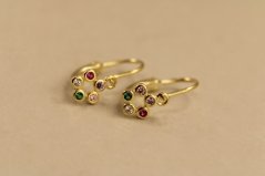 Náušnice- kruh- farebné zirkóny- brizúra- pozlátené striebro