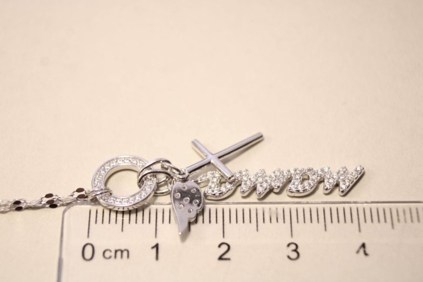 Náhrdelník-Mama- anjelské krídlo- krížik-zirkóny- rhódiované striebro