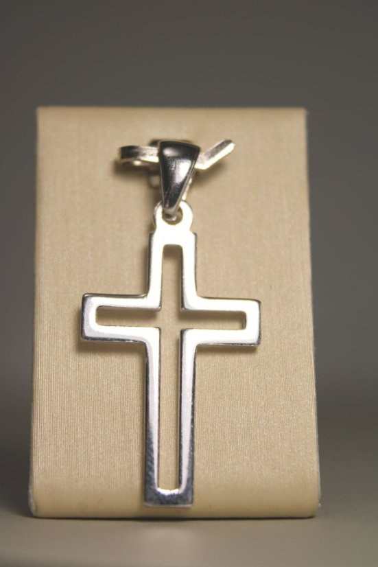 Strieborný prívesok veľký vyrezávaný kríž, rhodium, 1,70 g, 925/1000