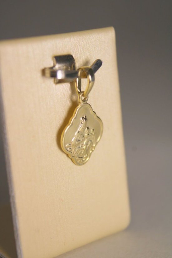 Zlatý obojstranný prívesok Škapuliar Panny Márie, žlté zlato, 0,85 g, 14K 585/1000