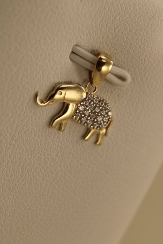 Prívesok- sloník- číre zirkóny- viacfarebné zlato- 14 karátov
